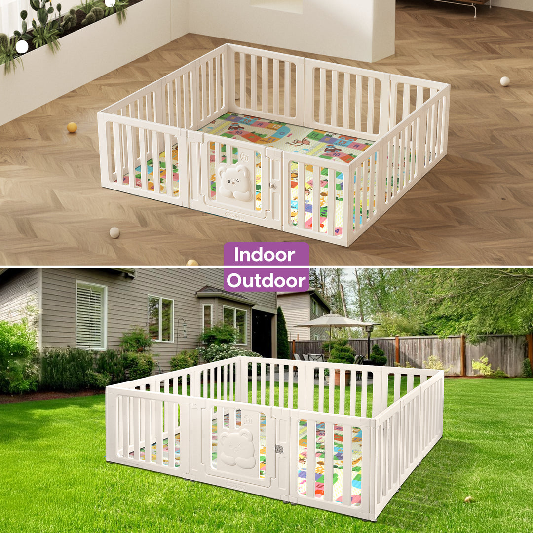 Kids Playpen Baby Safety Gate With Lock Toddler Play Game Toy 12 Panel
