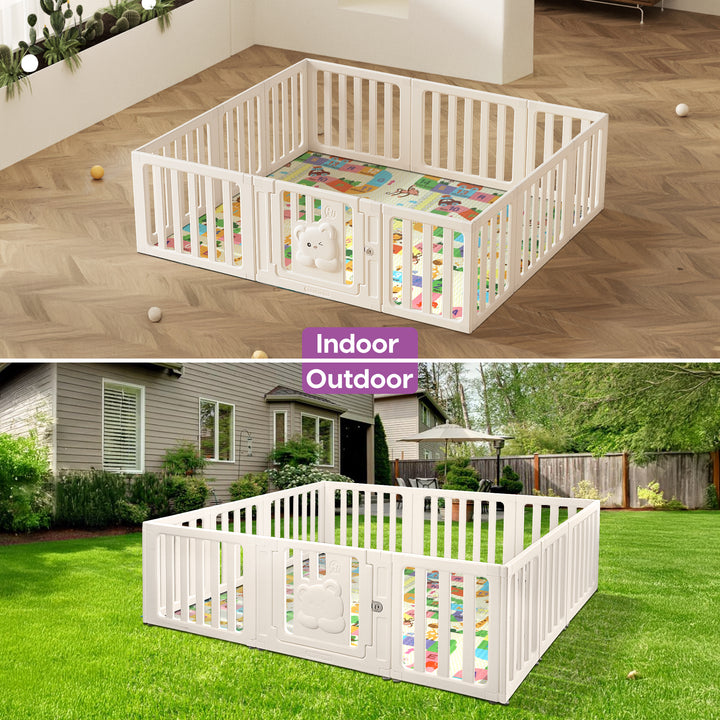 Kids Playpen Baby Safety Gate With Lock Toddler Play Game Toy 12 Panel