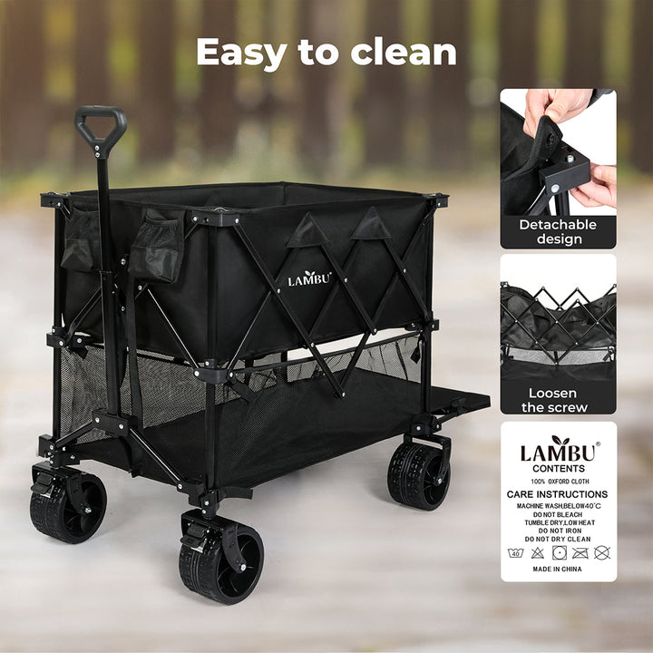 Lambu Folding Wagon Cart 400L Double Decker Camping Shopping Trolley Wheels
