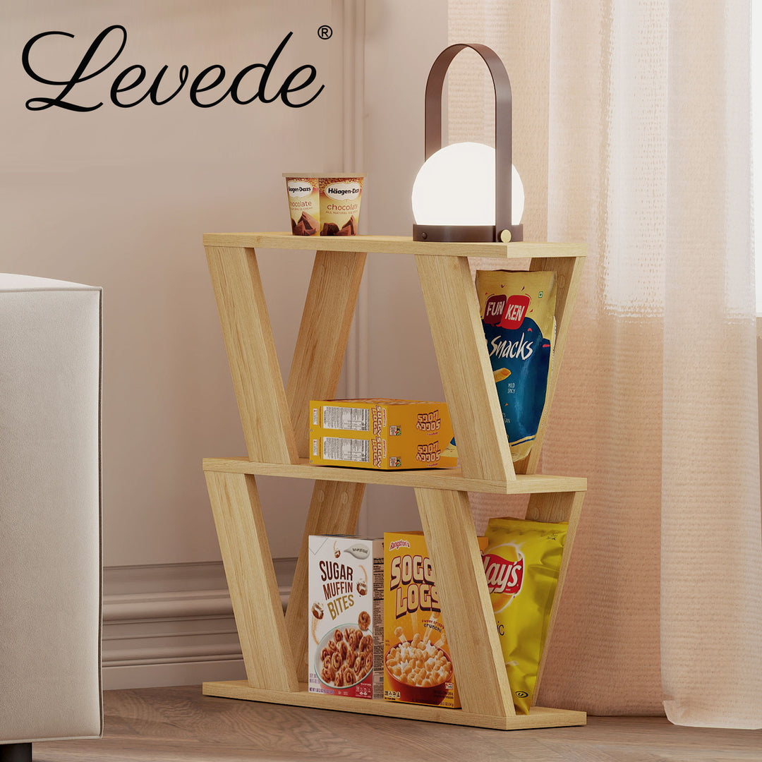Slim Side Table with Magazine Rack Two-Tier Storage Compact Coffee Table