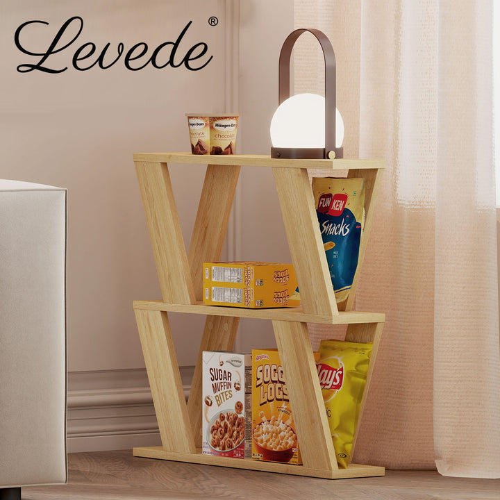 Slim Side Table with Magazine Rack Two-Tier Storage Compact Coffee Table