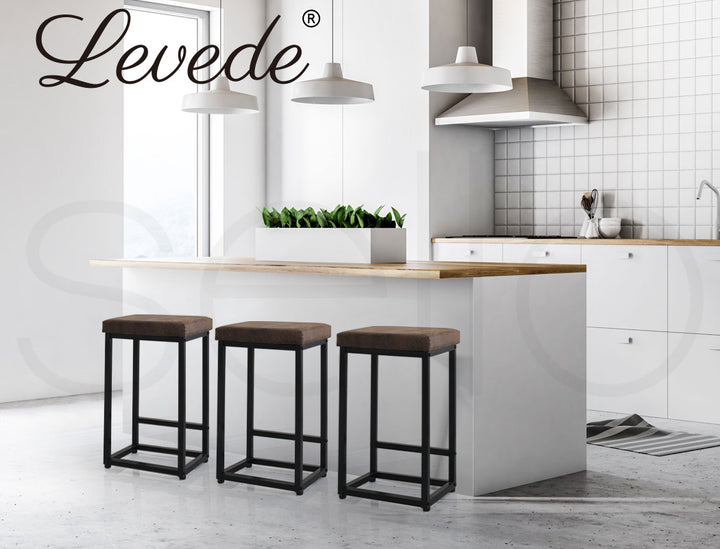 Levede 2X Bar Stools PU Leather Metal - Levede