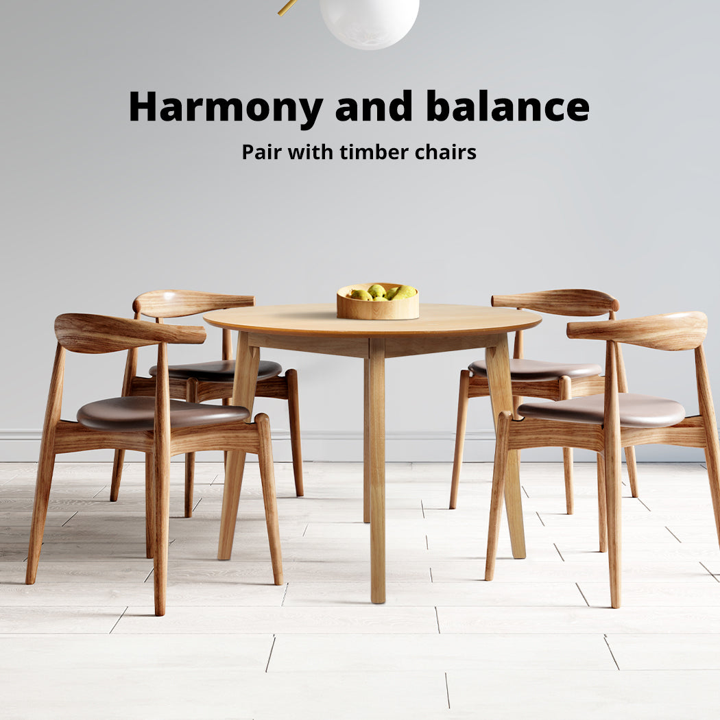 Levede Dining Table Round Rubberwood Base 100cm and 120cm - Levede