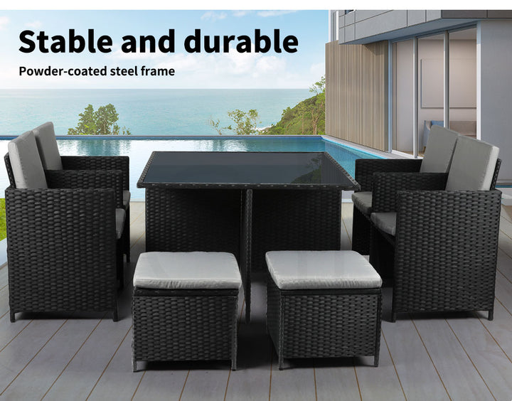 Levede 9PCS Outdoor Table Chair Set - Levede