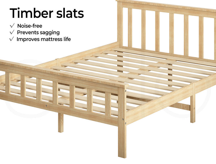 Levede Natural Finish Wooden Bed Frame - Levede