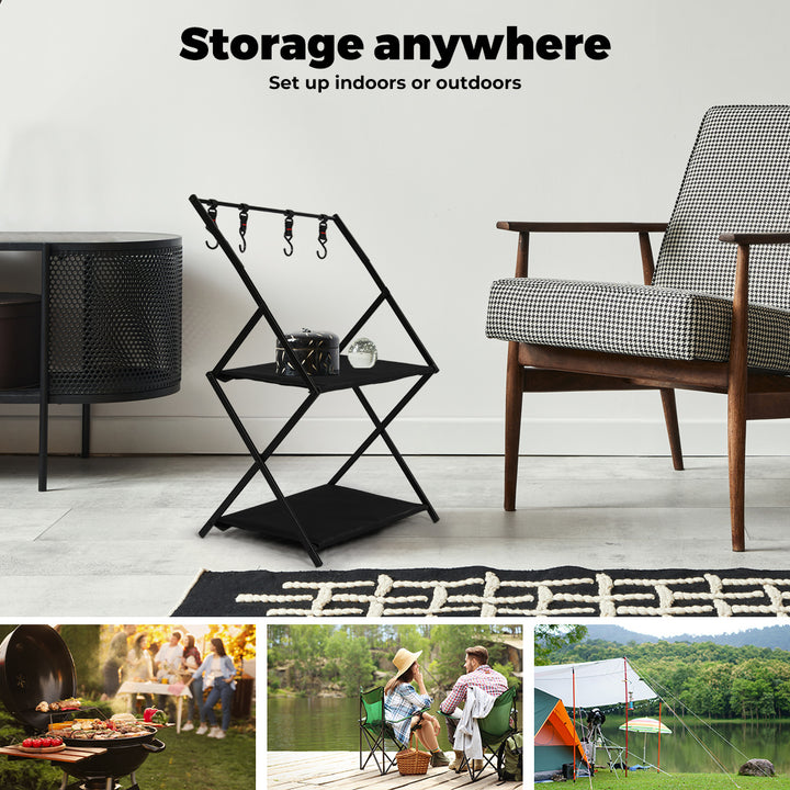 Levede Foldable Camping Storage Shelves with Hooks - Levede