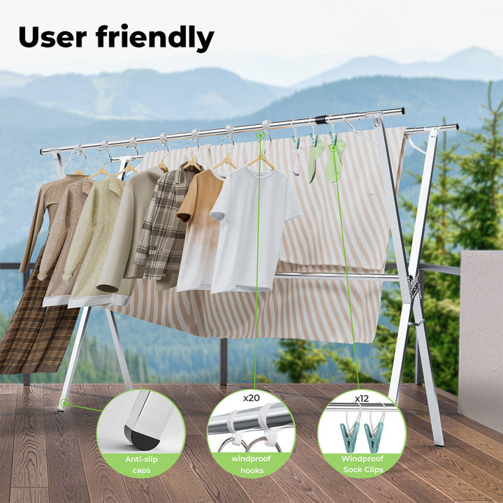 Levede Clothes Drying Rack Garment Airer - Adjustable Foldable