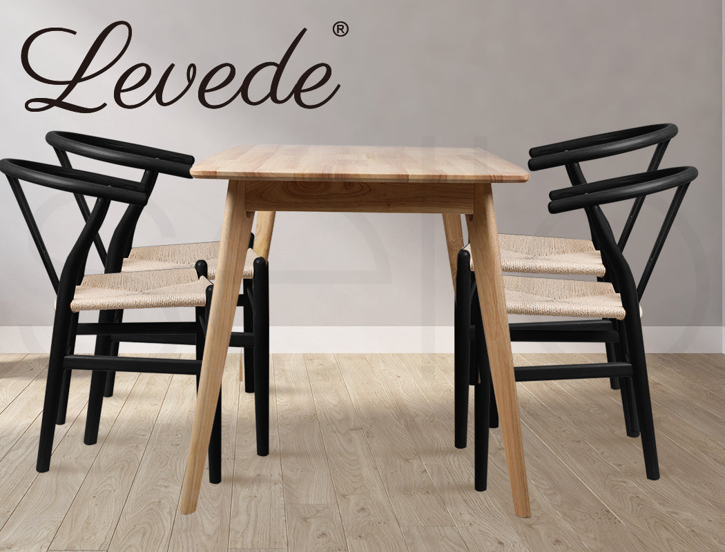 Black Wishbone Chair x 2 - Levede