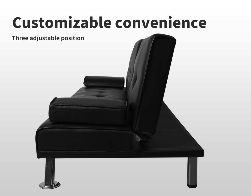Sofa Bed Adjustable Recliner Lounge Couch Leather 3 Seater Cup Holder