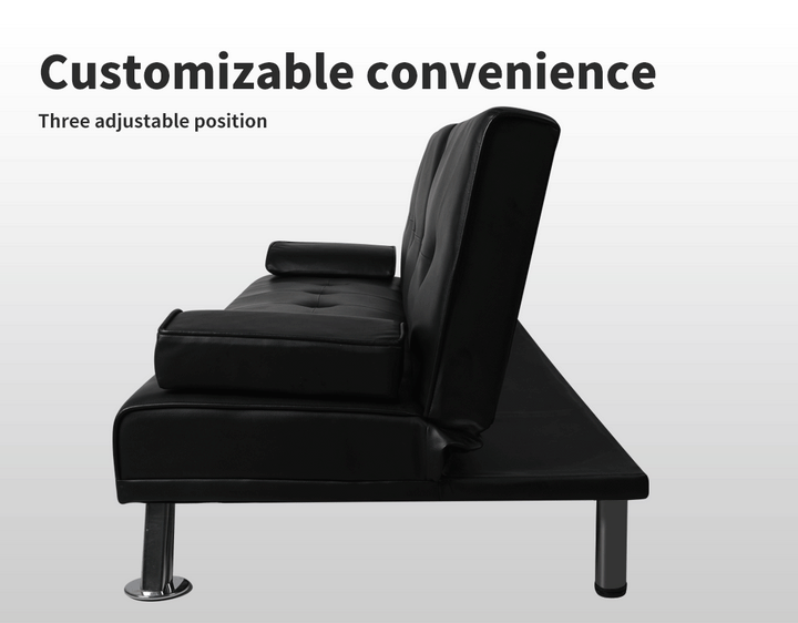Sofa Bed Adjustable Recliner Lounge Couch Leather 3 Seater Cup Holder