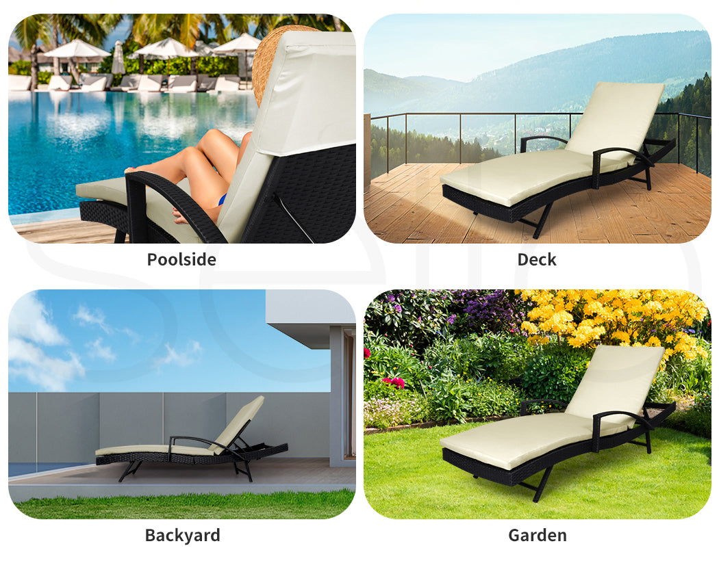 Levede Outdoor Sun Lounger Furniture Wicker Lounge - Levede