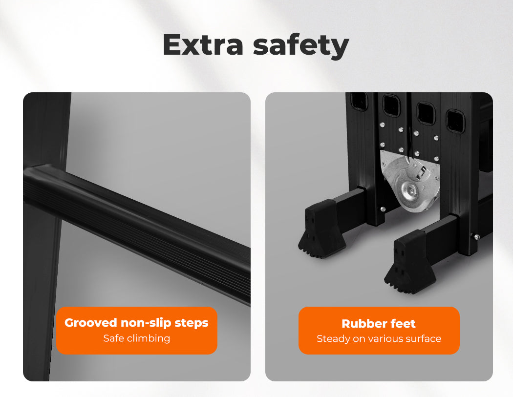Traderight Multi Purpose Ladder Aluminium Folding Platform Extension Step