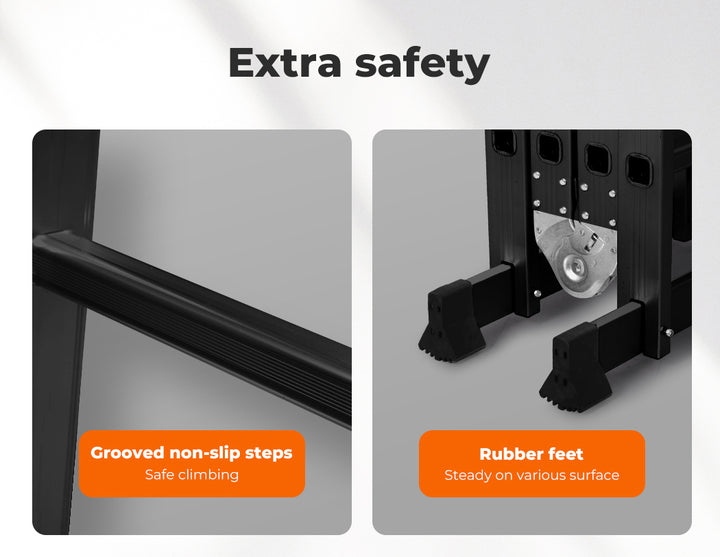 Traderight Multi Purpose Ladder Aluminium Folding Platform Extension Step