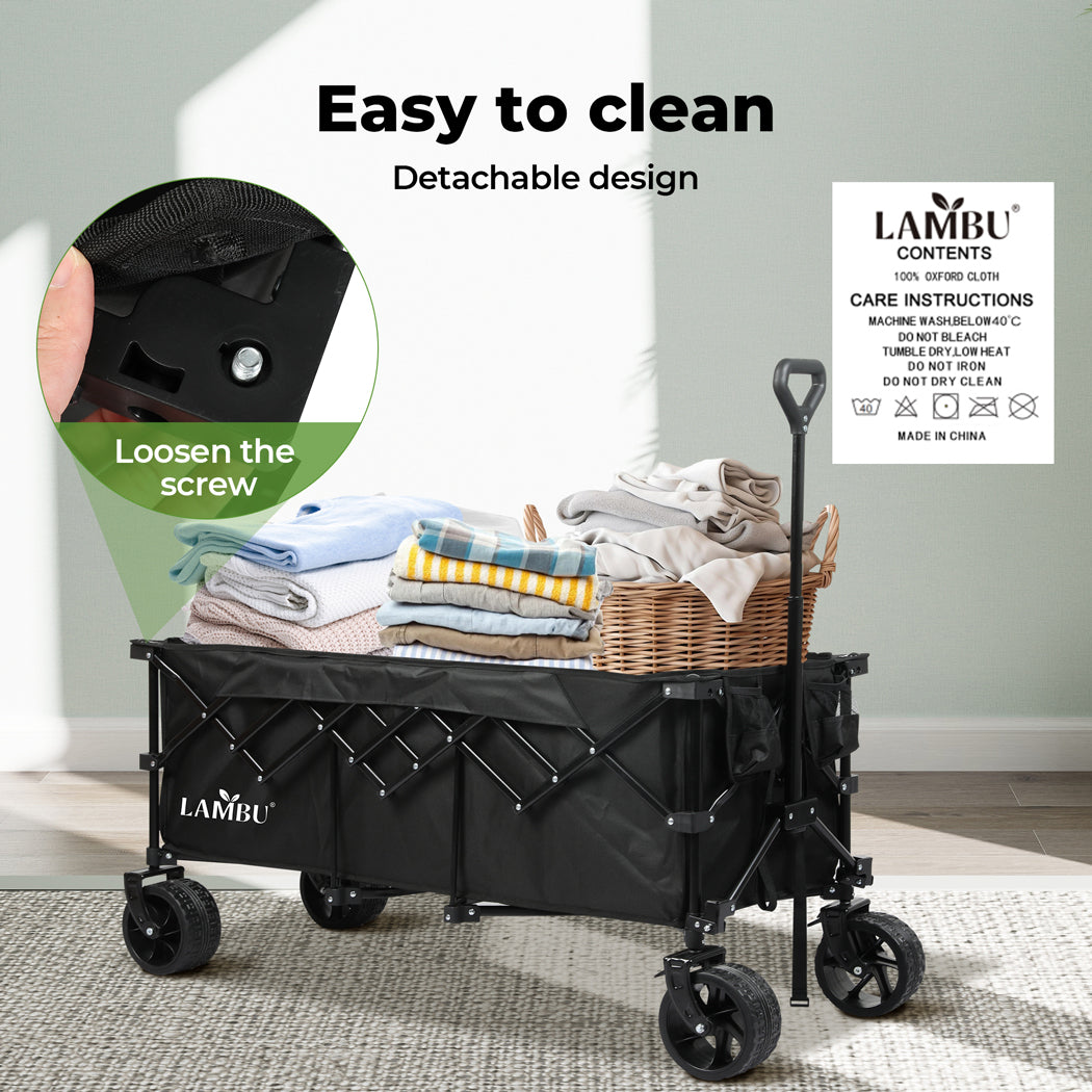 Lambu Folding Wagon Cart 300L Garden Outdoor Camping Shopping Trolley Wheels