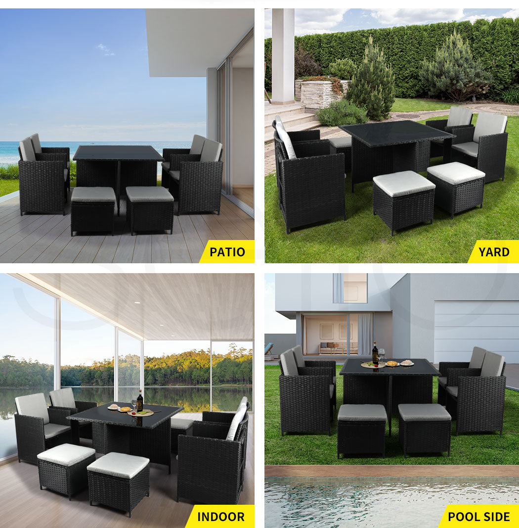 Levede 9PCS Outdoor Table Chair Set - Levede