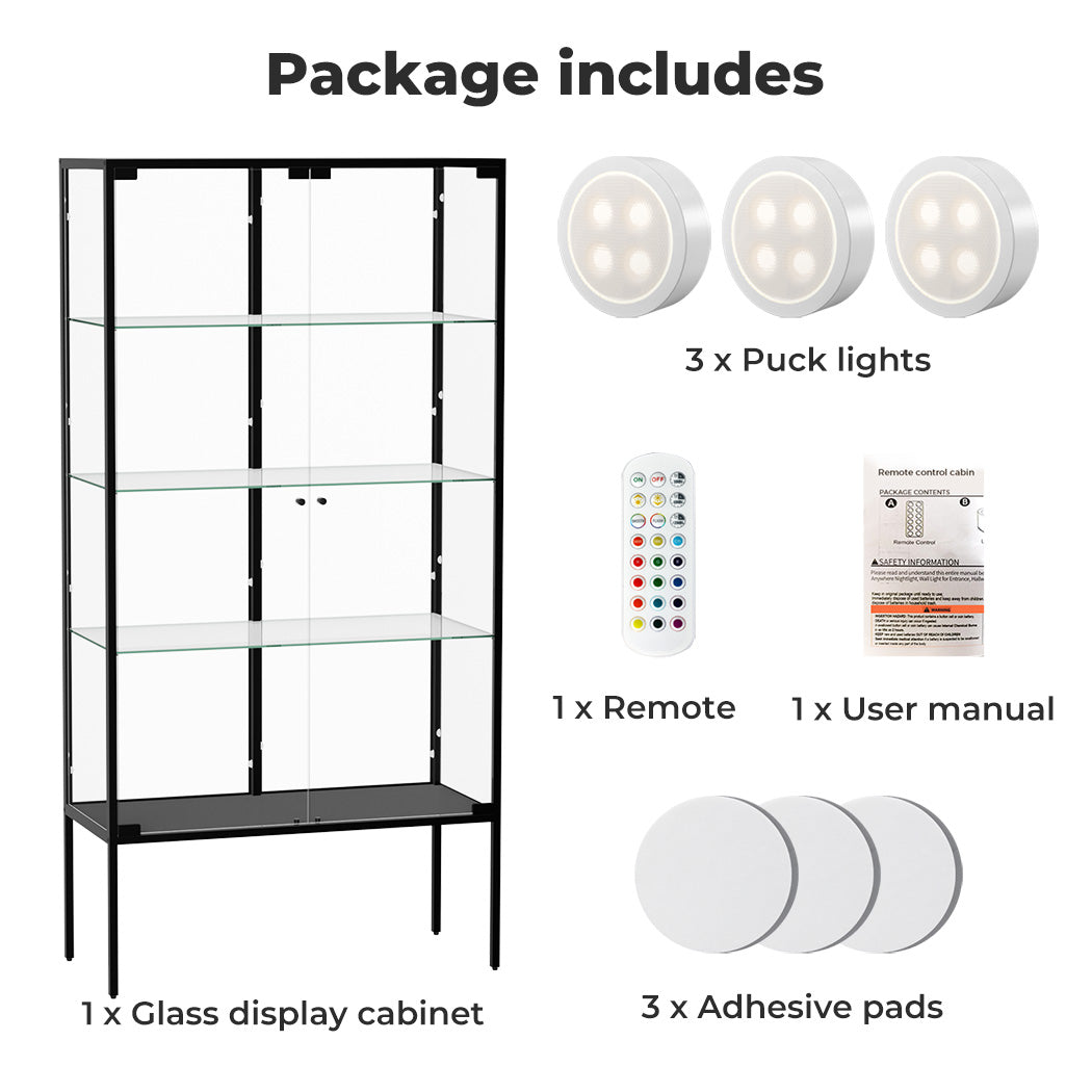 Tempered Glass LED Display Cabinet Steel Collections With RGB Light