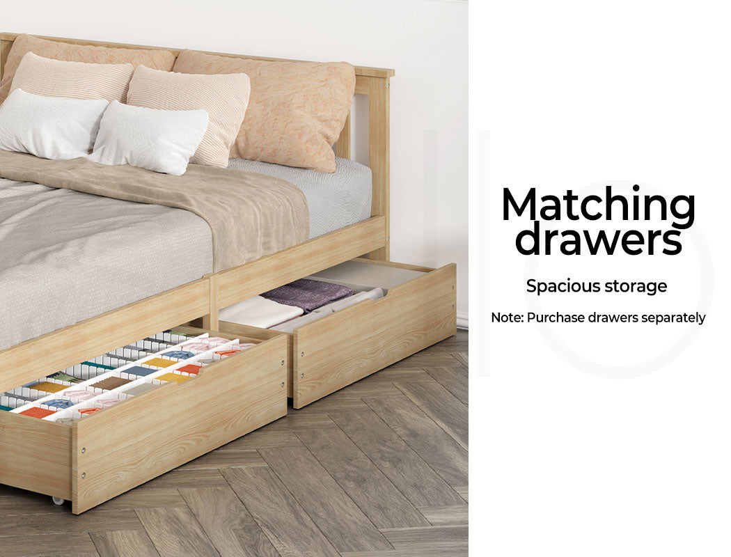 King Single Wooden Bed Frame Full Natural