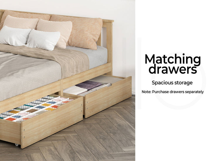 King Single Wooden Bed Frame Full Natural