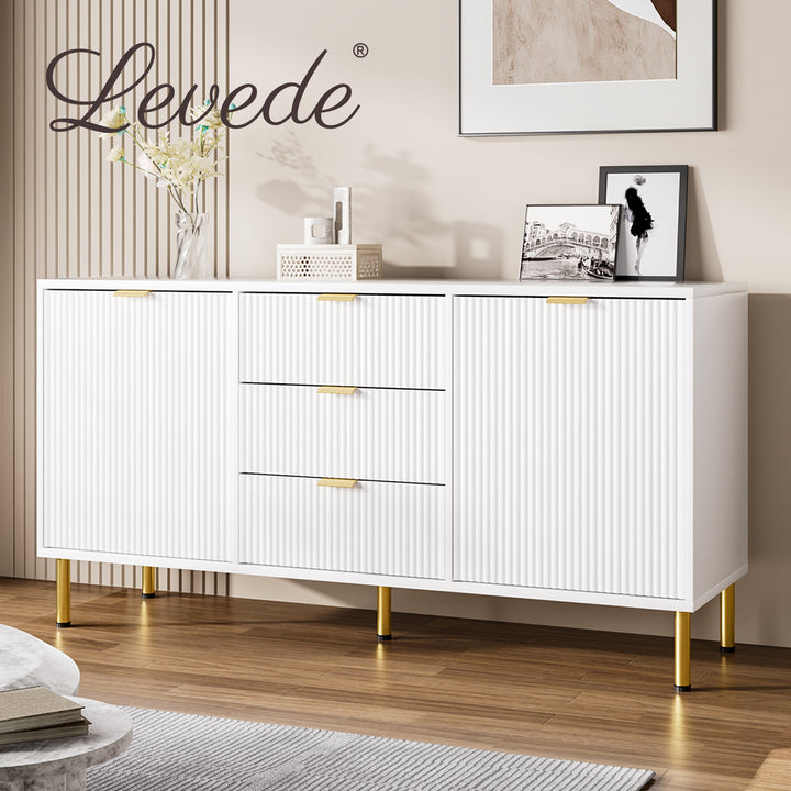 Levede Buffet Sideboard Pantry Cupboard Cabinet Storage Shelves 3 Drawer 2 Door - Levede