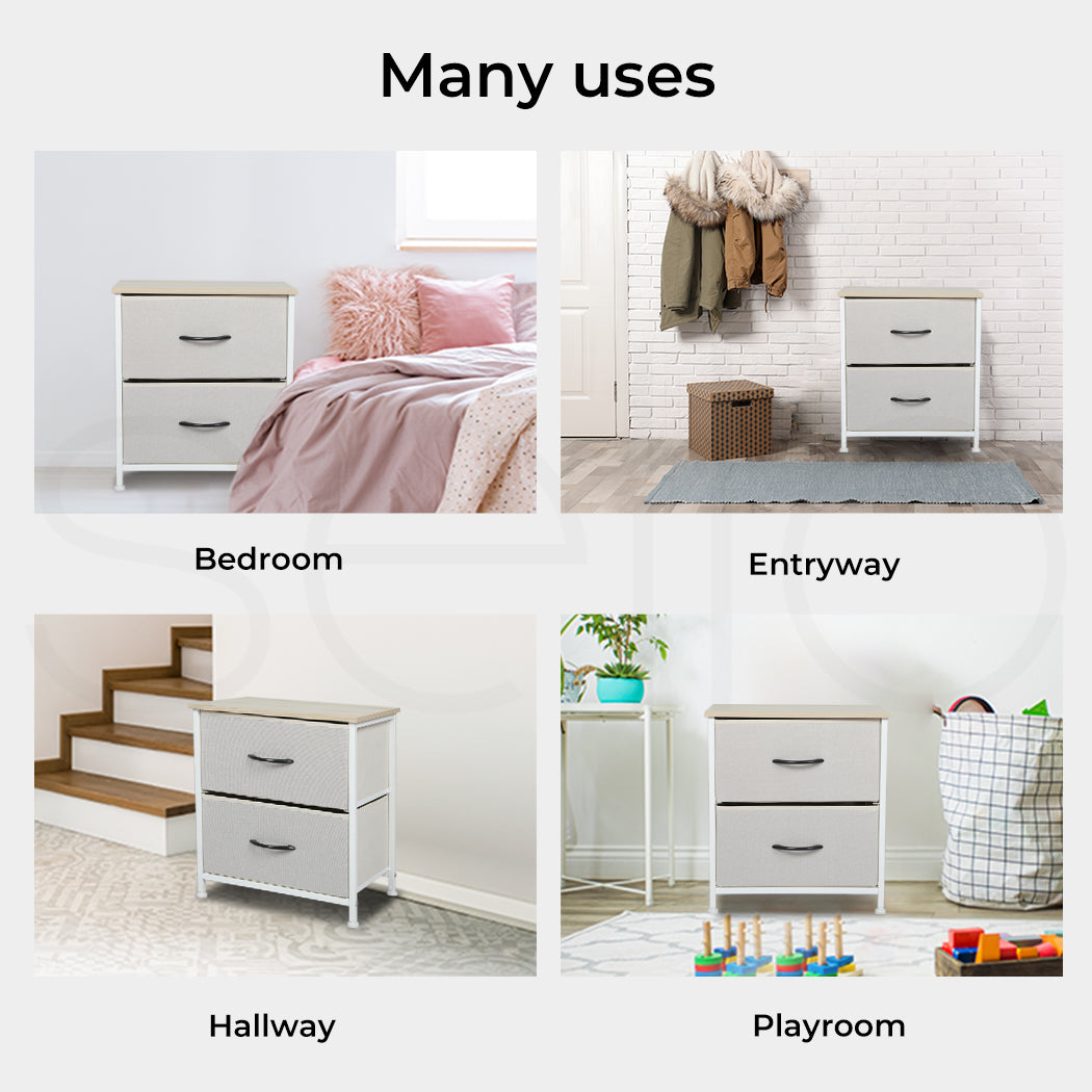 Levede Chest of 2 Drawers Bedside Table and Storage Cabinet - Levede