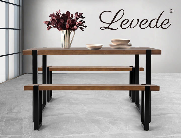 Levede 2x Dining Bench Chairs Wooden 115cm - Levede