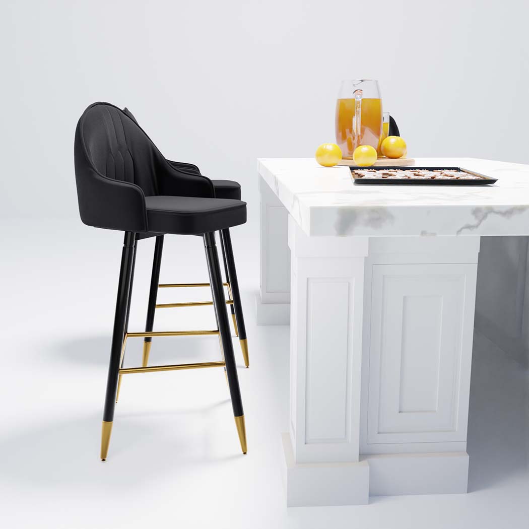 Levede 2X Velvet Swivel Bar Stools - Levede