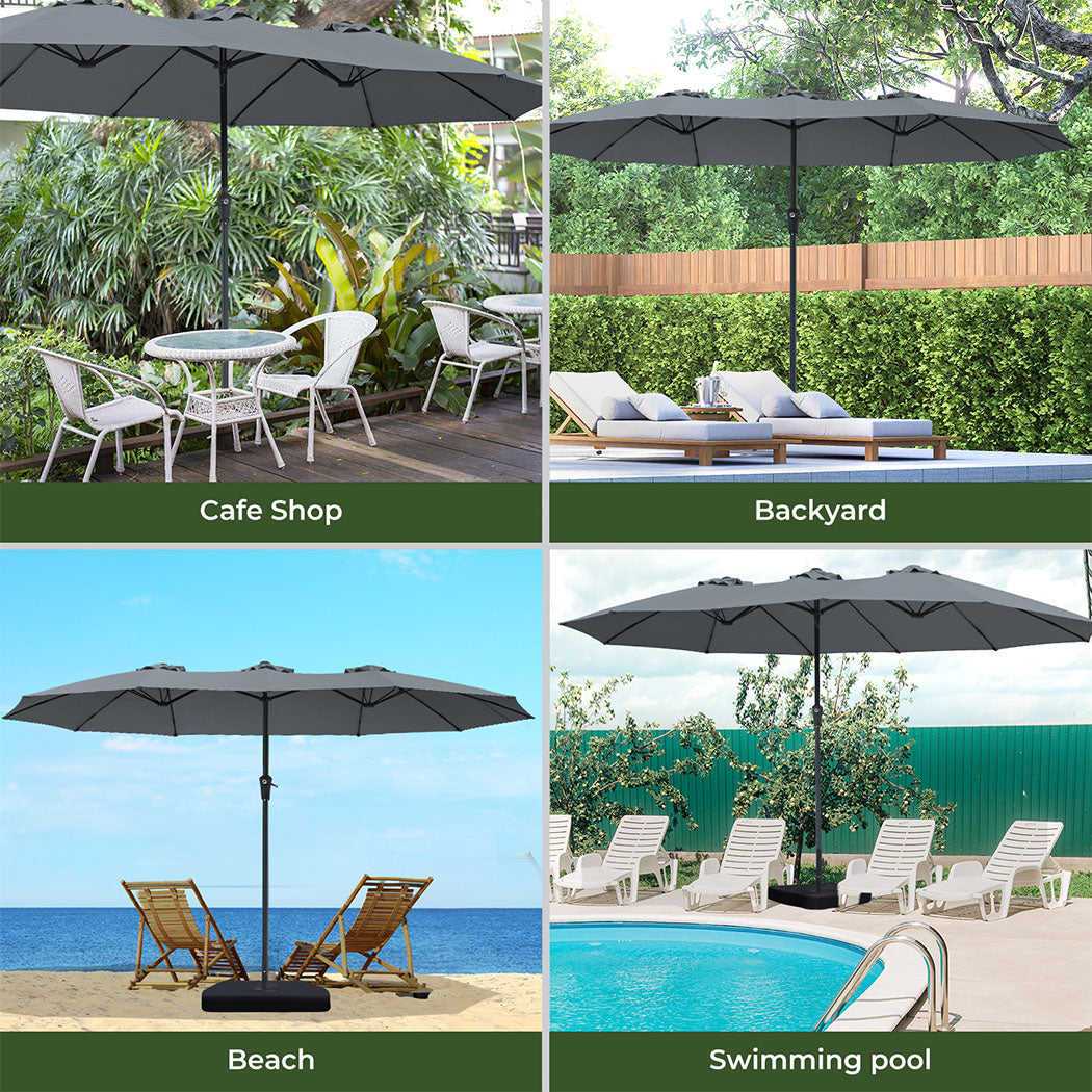 Patio Umbrella Twin Outdoor Garden Pool Sun Shade Stand Double-Sided