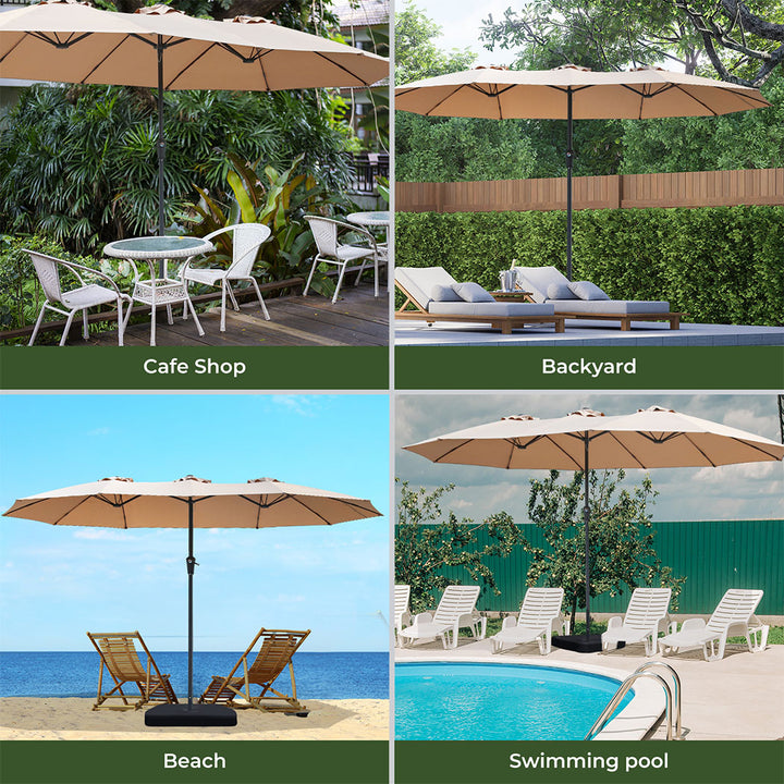 Patio Umbrella Twin Outdoor Garden Pool Sun Shade Stand Double-Sided