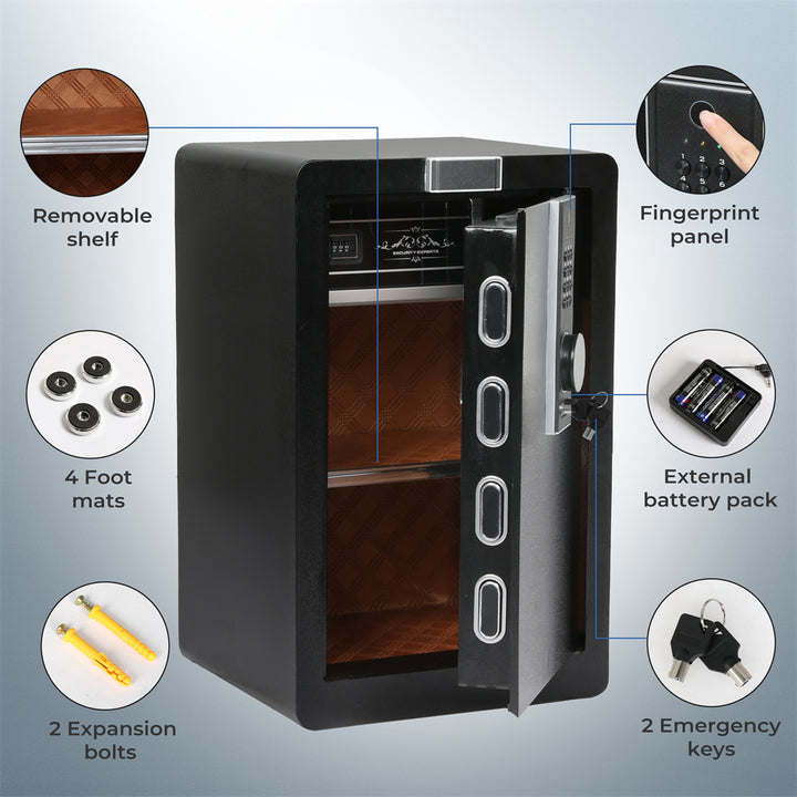 Fingerprint Large Security Safe Box Key Lock Money Safe Box Home Office 34.5L