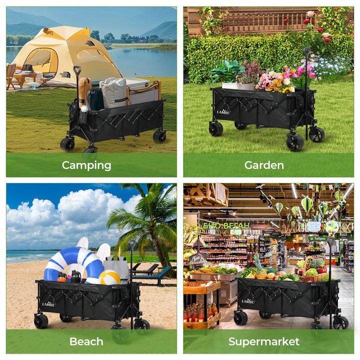 Lambu Folding Wagon Cart 300L Garden Outdoor Camping Shopping Trolley Wheels