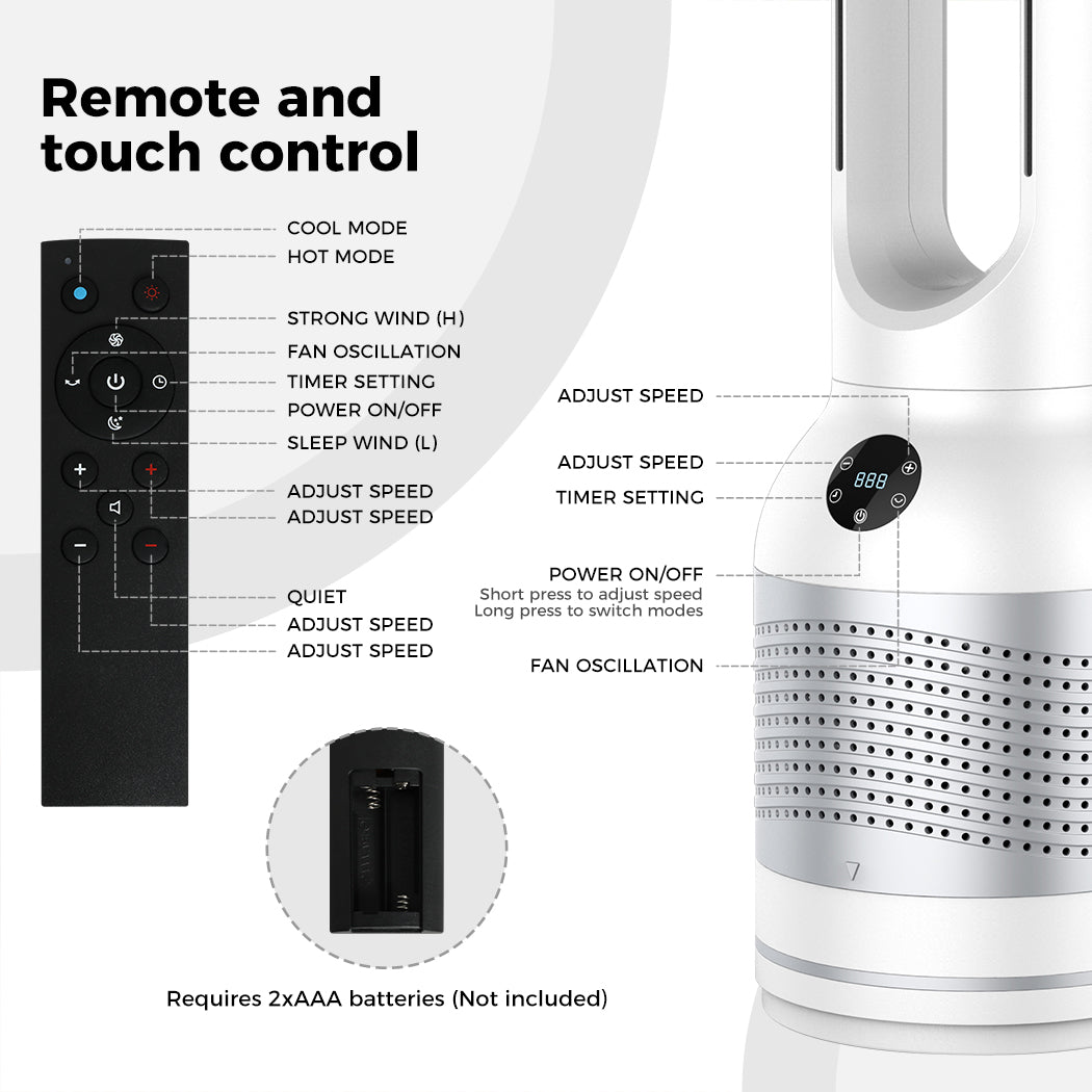 Spector 3 in 1 Bladeless Tower Fan Heater Cooler Purifying HEPA Oscillating