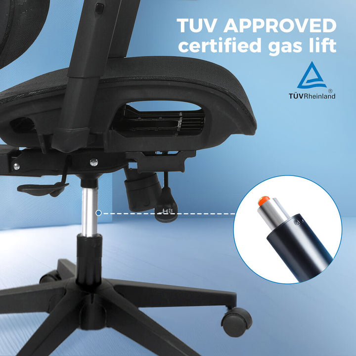 Ergonomic Office Chair with Footrest - Black