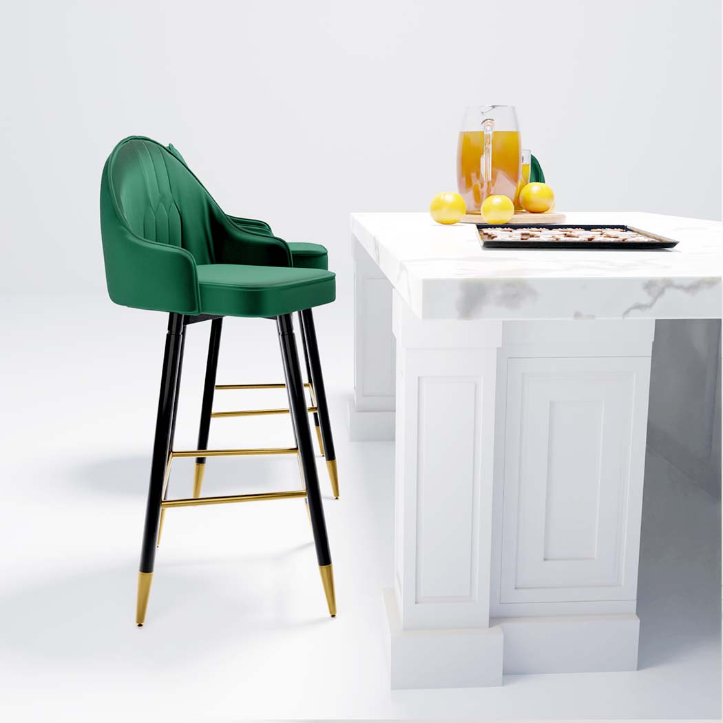 Levede 2X Velvet Swivel Bar Stools - Levede