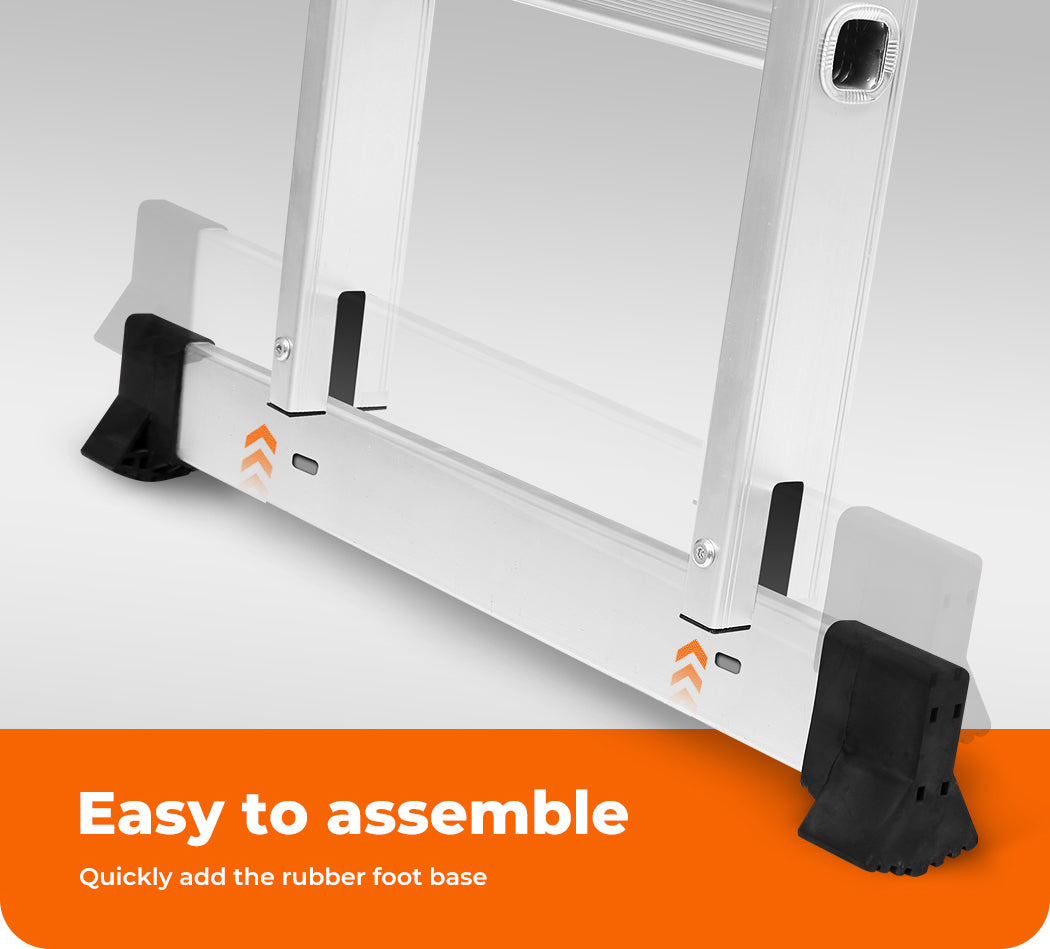 Traderight Multi Purpose Ladder Aluminium Folding Platform Extension Step 5.7m