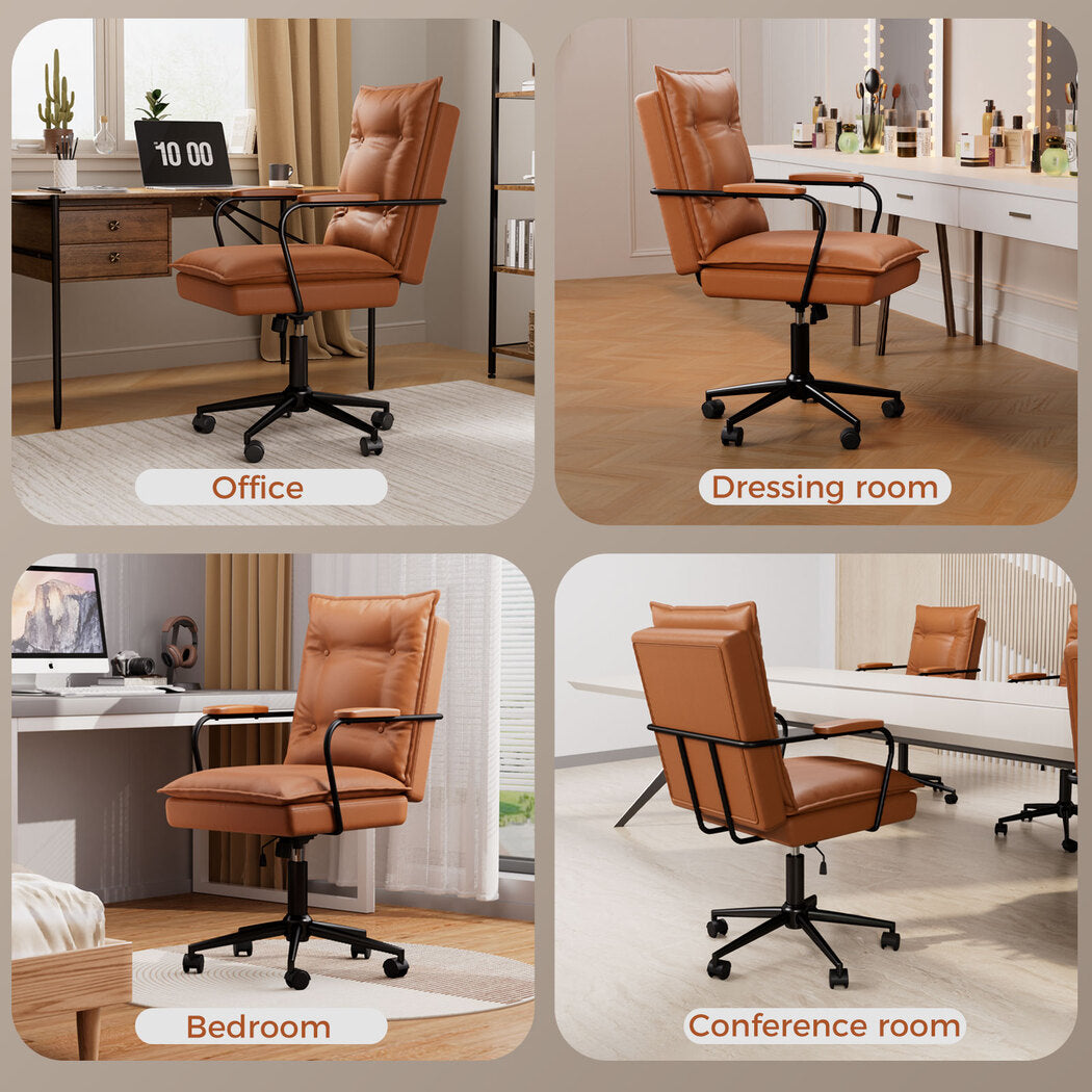 Levede Ergonomic Office Chair PU Executive Computer Adjustable Swivel Brown - Levede