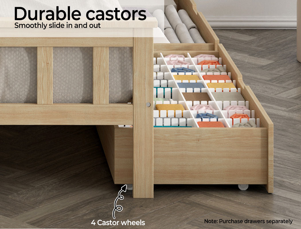 King Single Wooden Bed Frame Full Natural