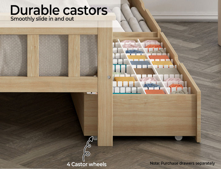 King Single Wooden Bed Frame Full Natural