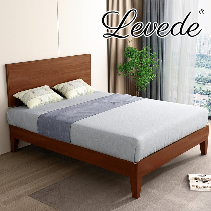 Levede Double & Queen Rubberwood Bed Frame - Levede