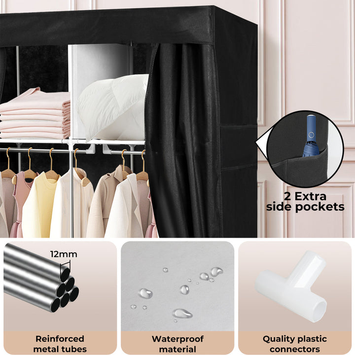 Levede Portable Closet Wardrobe Armoire Clothes Rack Storage Organiser w/Shelf - Levede