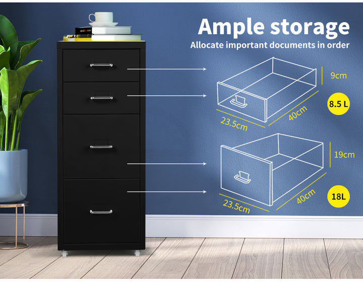 Levede 4 Drawer Office Drawers Cabinet - Levede