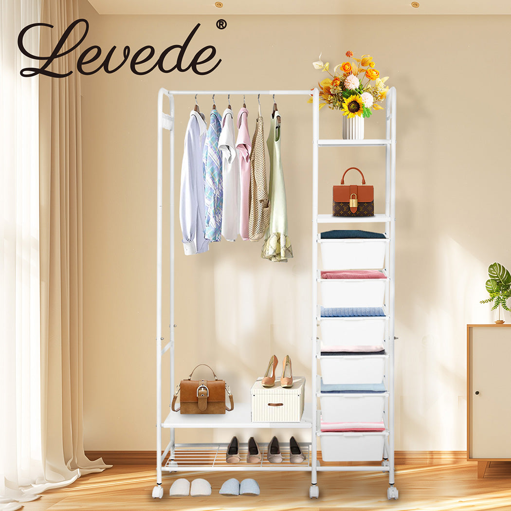 Levede Clothes Rack Stand Heavy Duty Steel Hanging Garment Organizer Coat Shelf - Levede