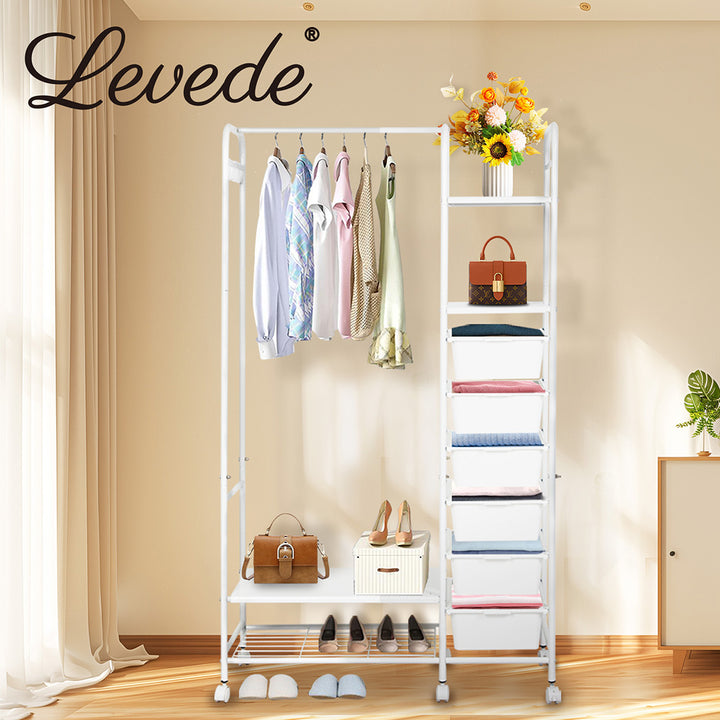 Levede Clothes Rack Stand Heavy Duty Steel Hanging Garment Organizer Coat Shelf - Levede