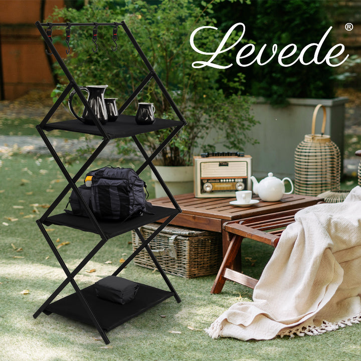 Levede Foldable Camping Storage Shelves with Hooks - Levede
