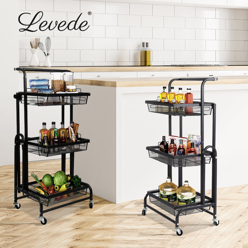 Levede 3 Tier Kitchen Trolley Cart Swivel - Levede