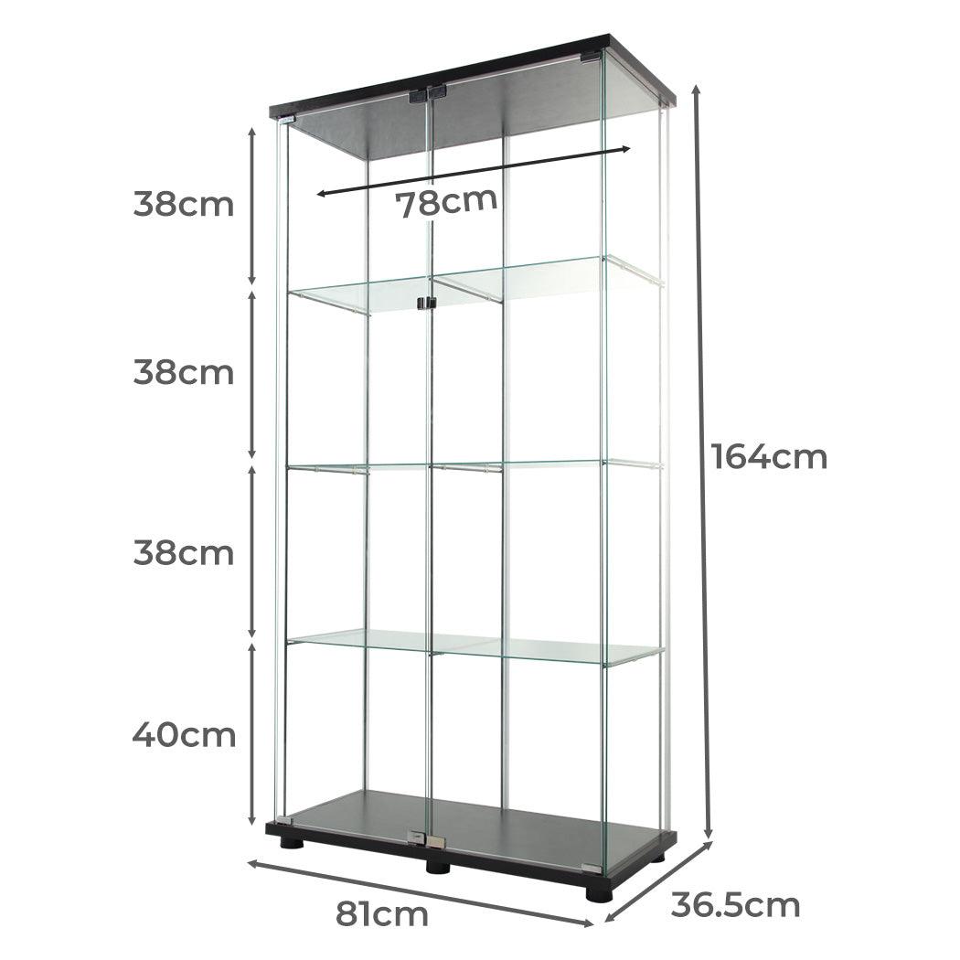 Glass Display Cabinet 2 Doors Collections Storage - Black