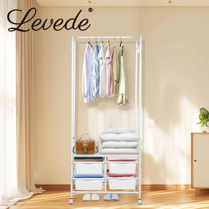 Levede Clothes Rack Stand Heavy Duty Steel Hanging Garment Organizer Coat Shelf - Levede