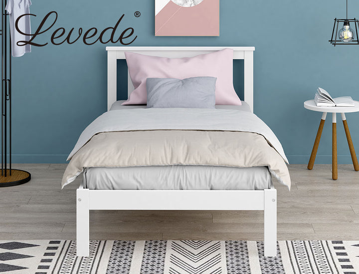 King Single Wooden Bed Frame Full White