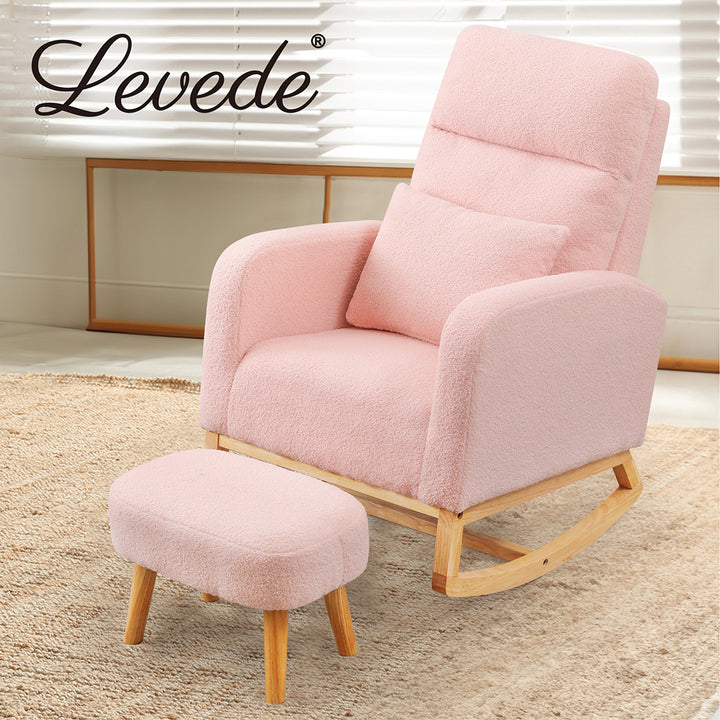 Levede Rocking Chair Rocker Armchair Lounge Sofa Ottoman Footstool Side Pocket - Levede