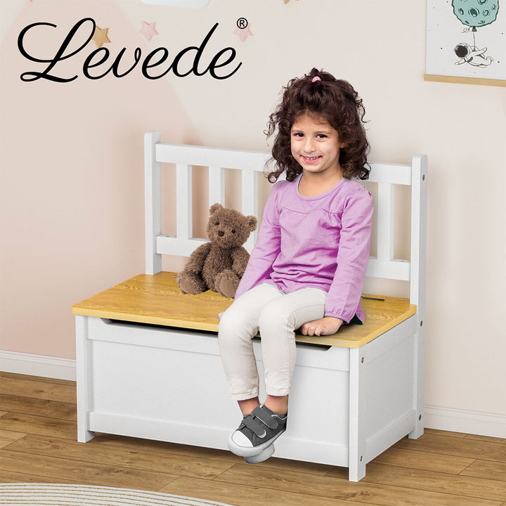 Levede 2-In-1 Kids Toys Storage Bench Box Wooden Chair Chest Cabinet Container