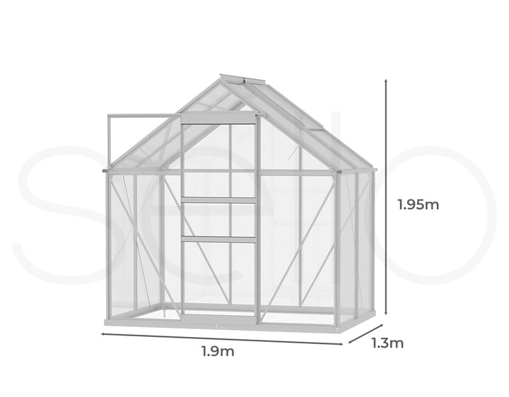 Lambu Greenhouse Aluminium Walk In Green - Levede